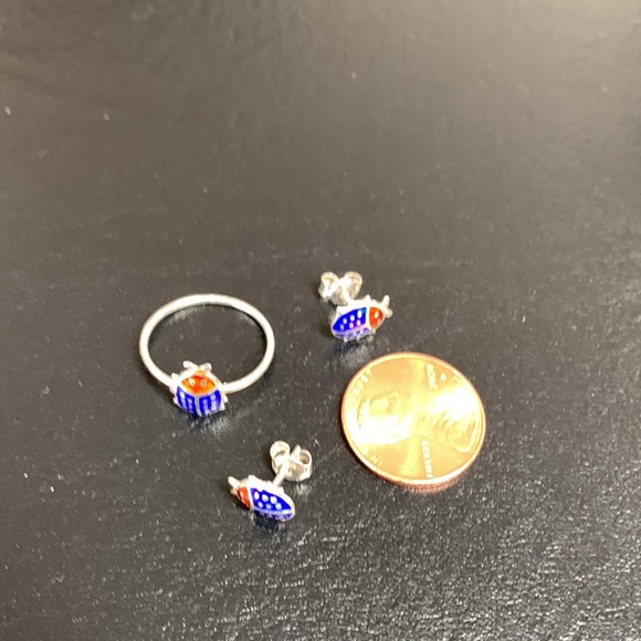 Cute sterling lady bug earring and ring set - Picture 5 of 6